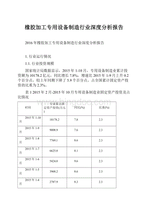 橡胶加工专用设备制造行业深度分析报告.docx