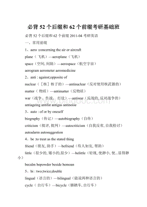 必背52个后缀和62个前缀考研基础班.docx