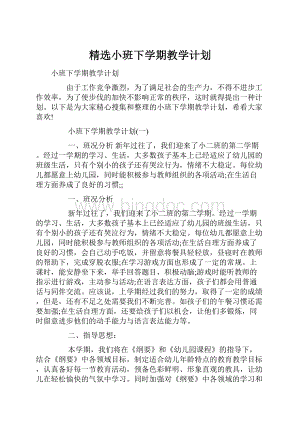 精选小班下学期教学计划.docx