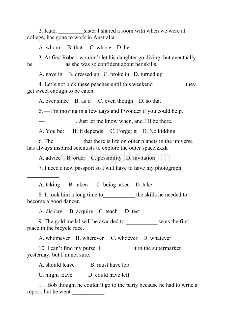 精校版天津英语高考试题文档版含答案.docx_第2页