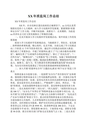 XX年质监局工作总结.docx