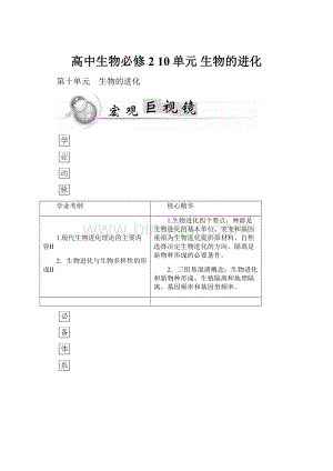 高中生物必修2 10单元 生物的进化.docx