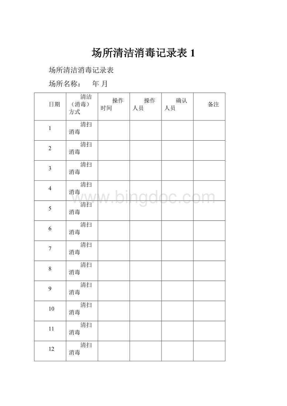 场所清洁消毒记录表1.docx