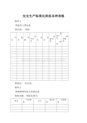 安全生产标准化班组各种表格.docx