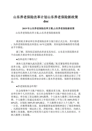 山东养老保险改革计划山东养老保险新政策doc.docx