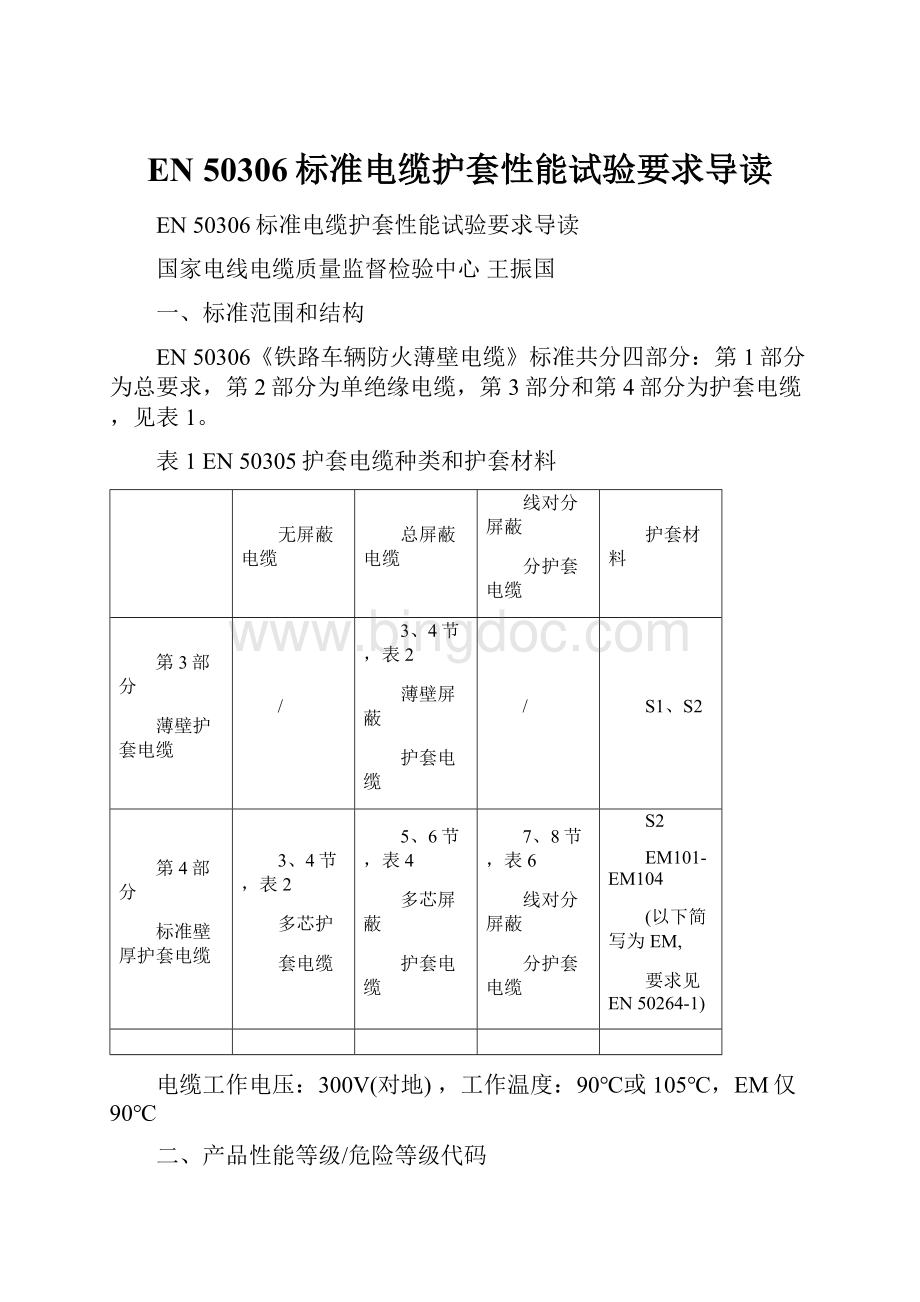 EN 50306标准电缆护套性能试验要求导读.docx