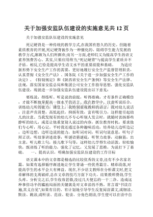 关于加强安监队伍建设的实施意见共12页.docx