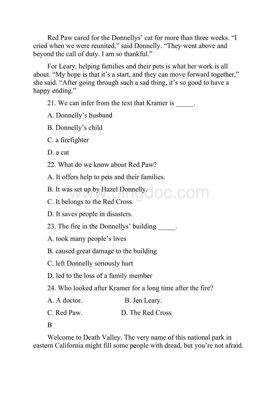 高一英语必修一Unit4单元测试题附答案.docx_第2页