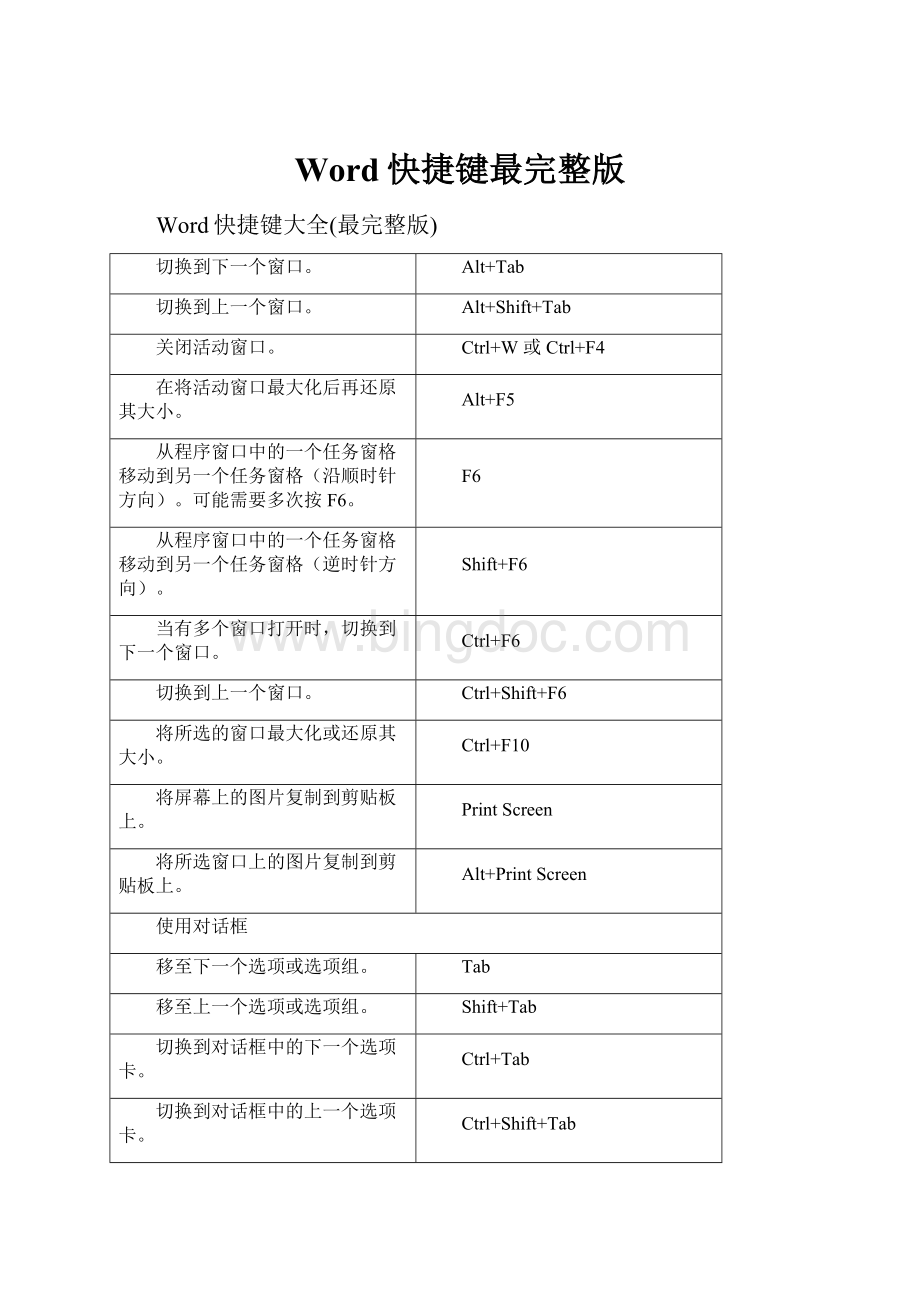 Word快捷键最完整版.docx