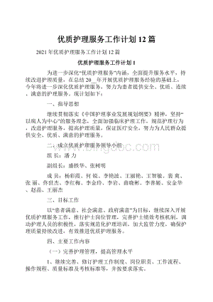 优质护理服务工作计划12篇.docx