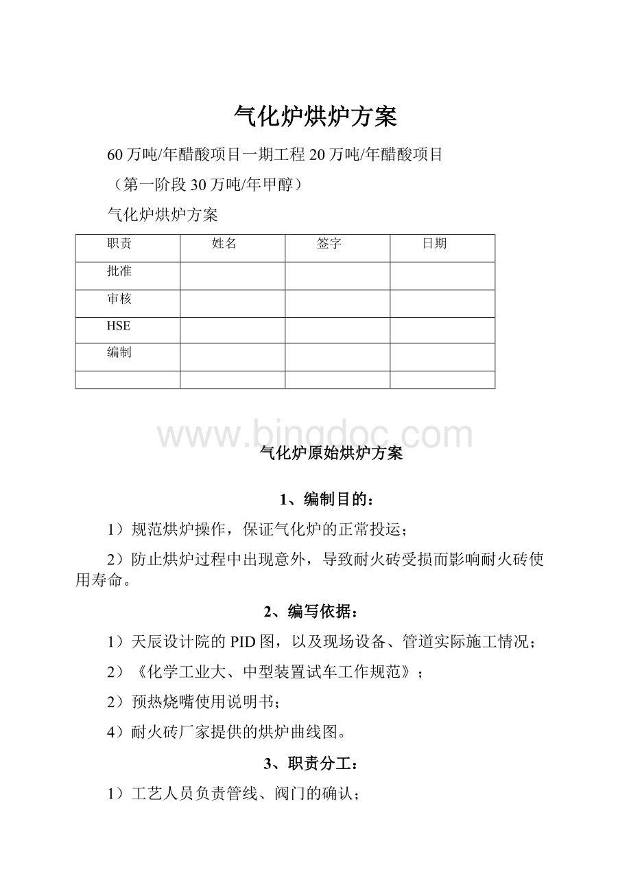 气化炉烘炉方案.docx_第1页