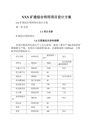 XXX矿渣综合利用项目设计方案.docx