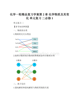 化学一轮精品复习学案第2章 化学物质及其变化 单元复习 二必修1.docx