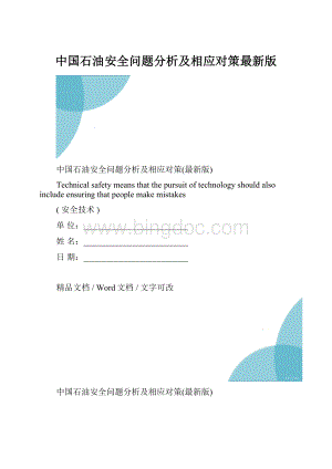 中国石油安全问题分析及相应对策最新版.docx