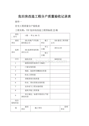 危旧房改造工程分户质量验收记录表.docx