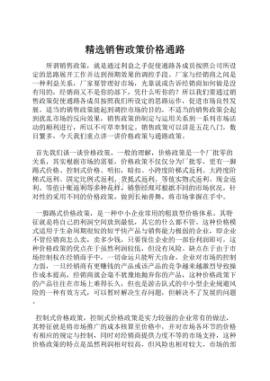 精选销售政策价格通路.docx