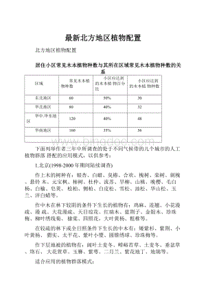 最新北方地区植物配置.docx