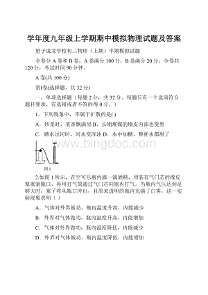 学年度九年级上学期期中模拟物理试题及答案.docx