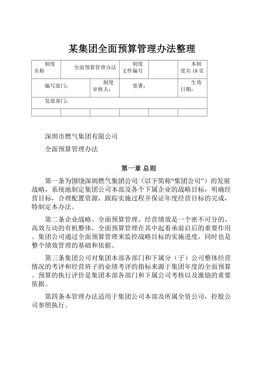 某集团全面预算管理办法整理.docx_第1页