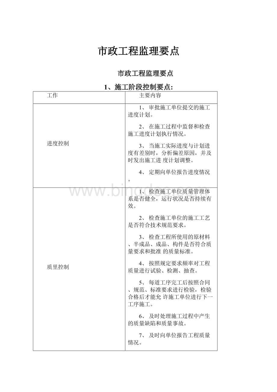 市政工程监理要点.docx