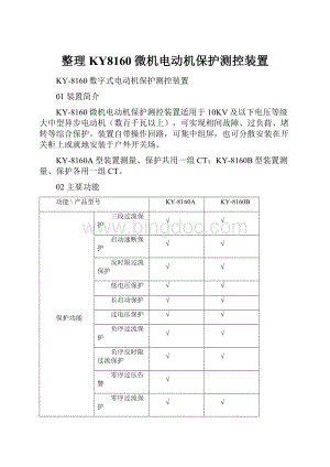 整理KY8160微机电动机保护测控装置.docx