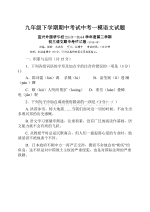 九年级下学期期中考试中考一模语文试题.docx