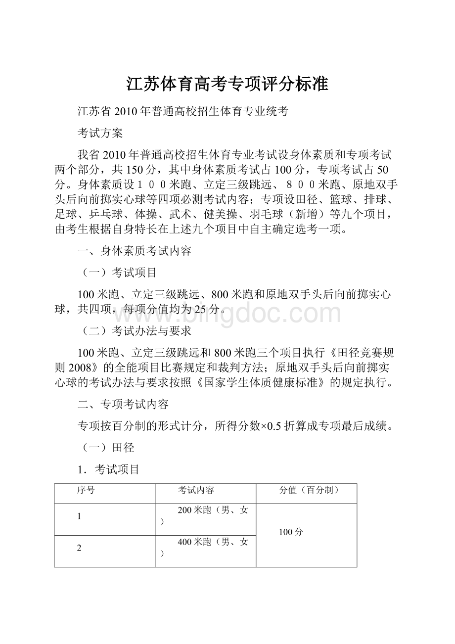 江苏体育高考专项评分标准.docx_第1页