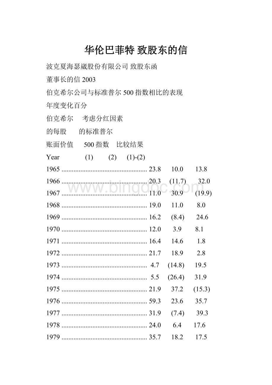 华伦巴菲特 致股东的信.docx