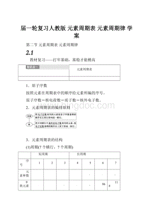 届一轮复习人教版 元素周期表 元素周期律 学案.docx