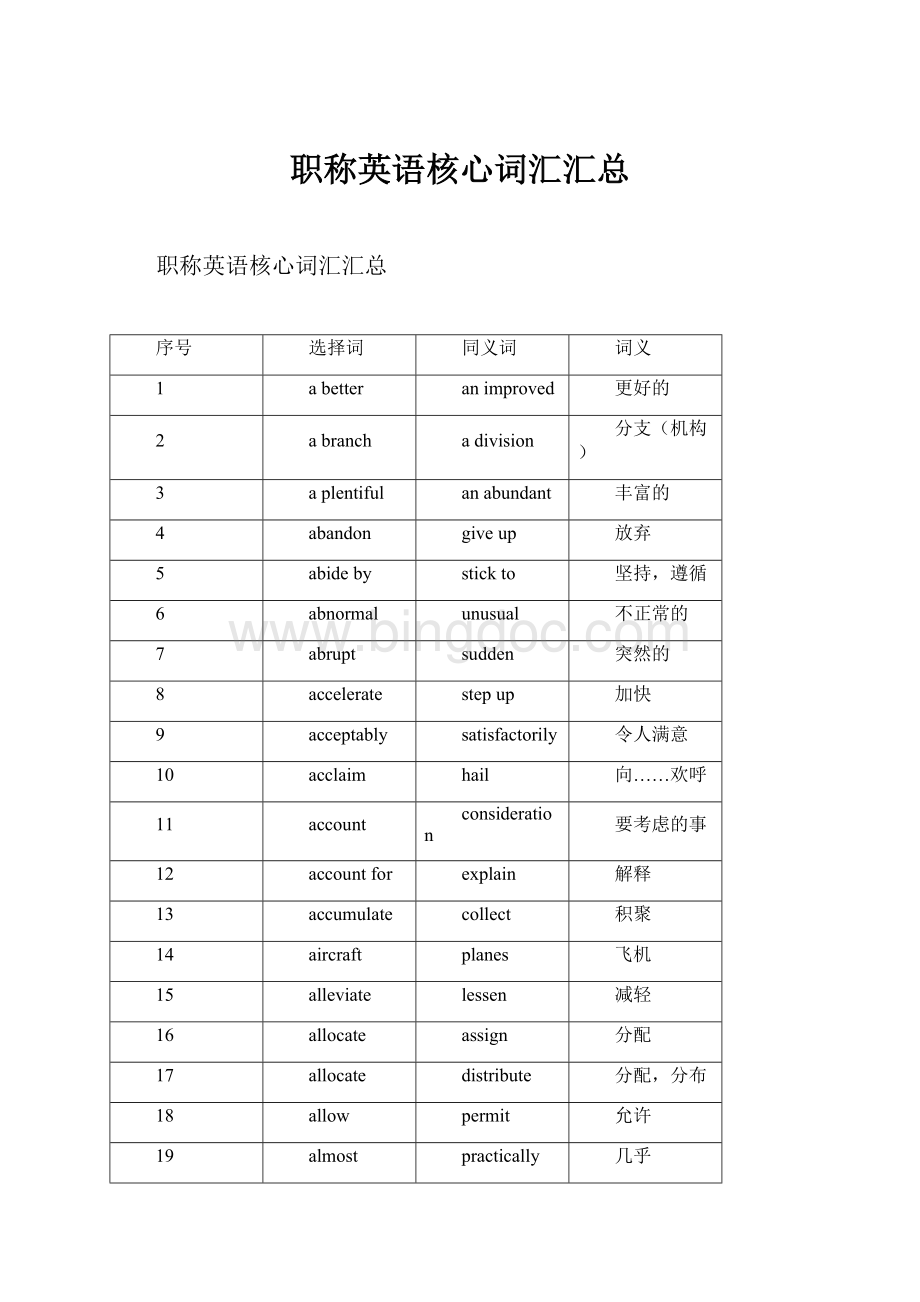 职称英语核心词汇汇总.docx_第1页