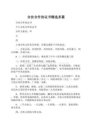 合伙合作协议书精选多篇.docx