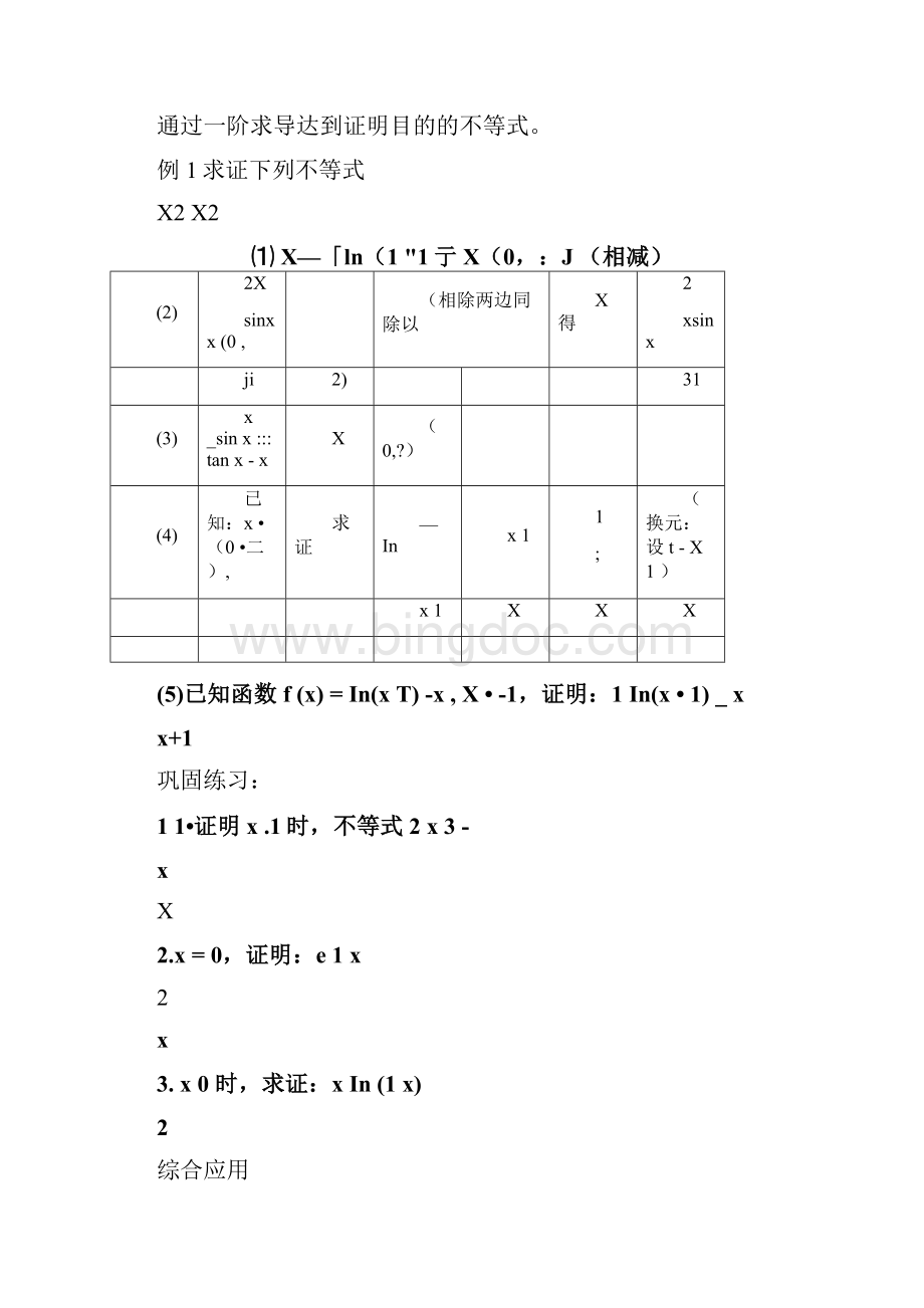 导数习题题型分类精选题型五利用导数证明不等式学生用.docx_第3页