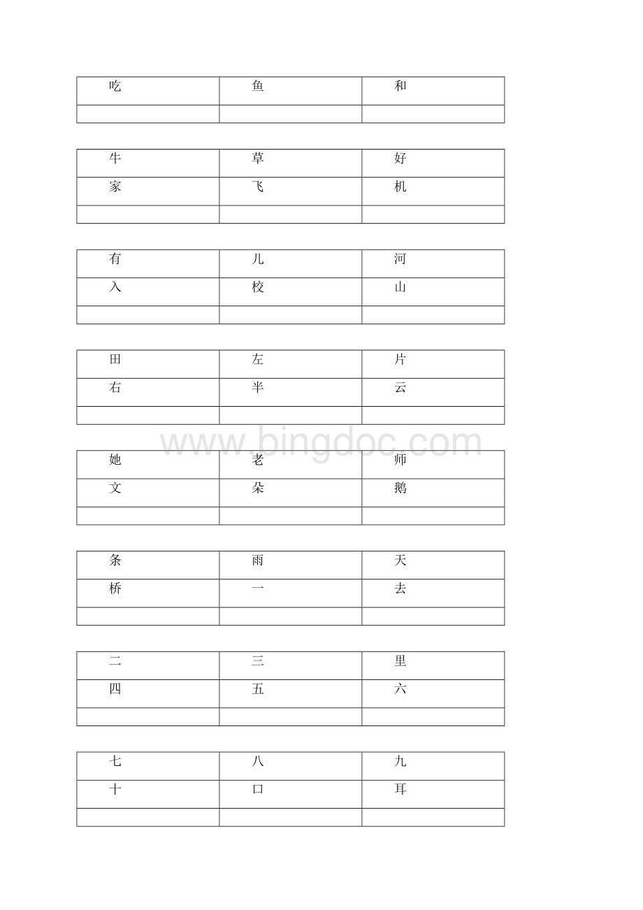 人教版小学一年级生字表全上册卡片模板田字格.docx_第2页