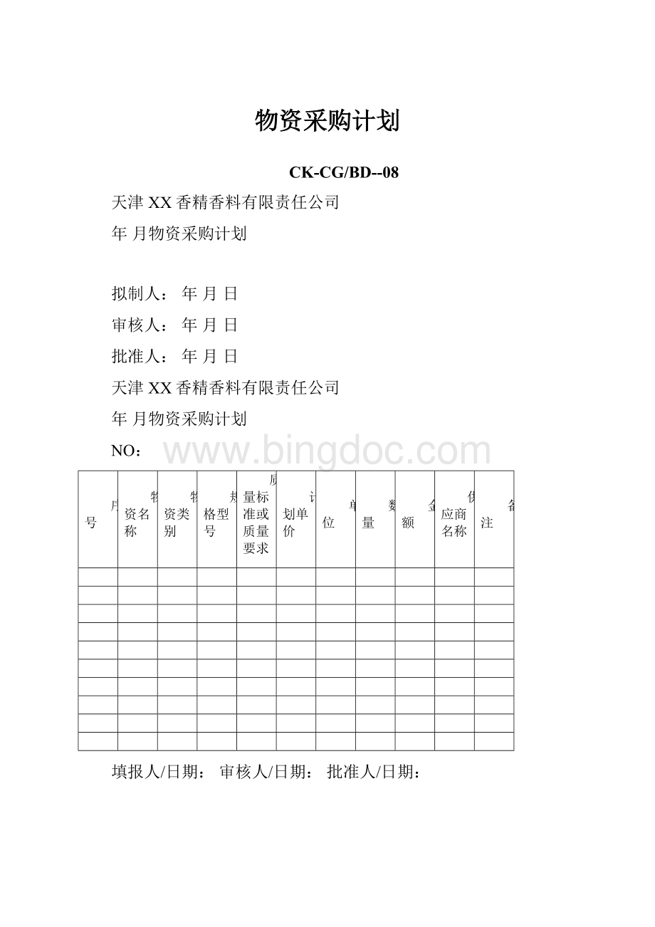 物资采购计划.docx_第1页