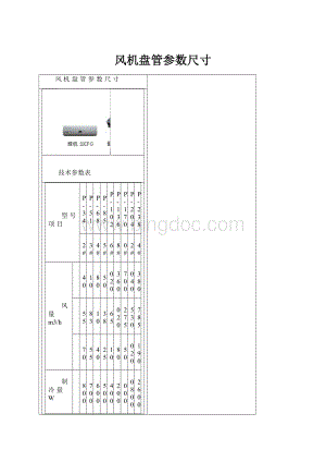 风机盘管参数尺寸.docx