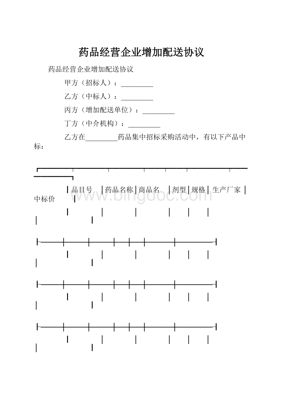 药品经营企业增加配送协议.docx_第1页