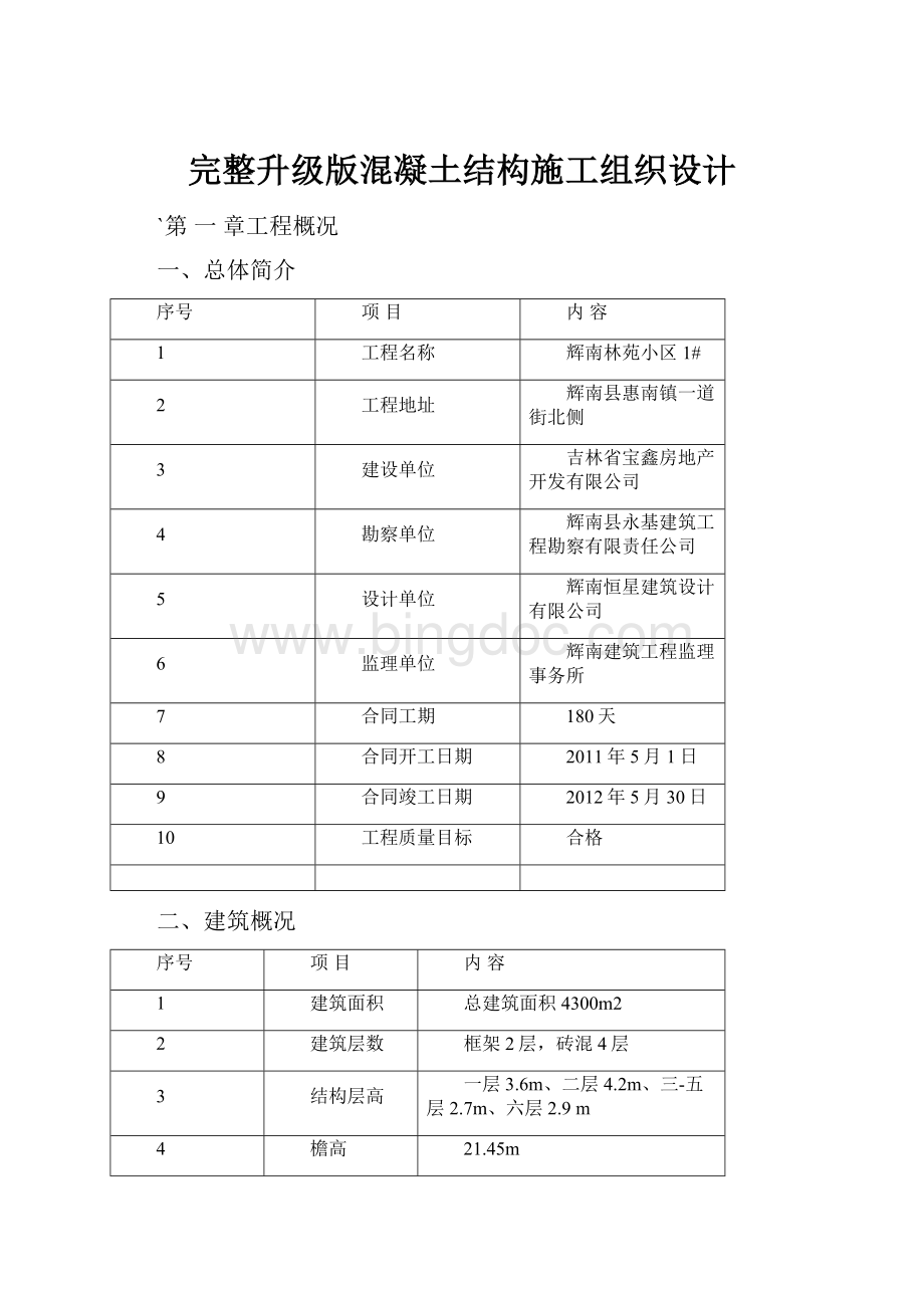 完整升级版混凝土结构施工组织设计.docx