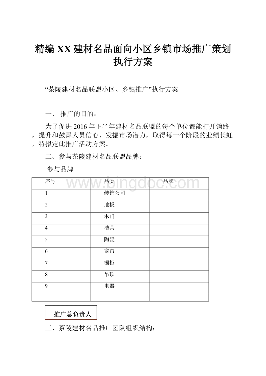 精编XX建材名品面向小区乡镇市场推广策划执行方案.docx_第1页