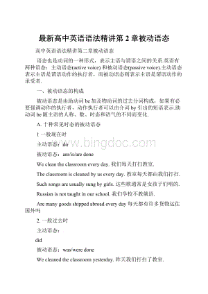 最新高中英语语法精讲第2章被动语态.docx