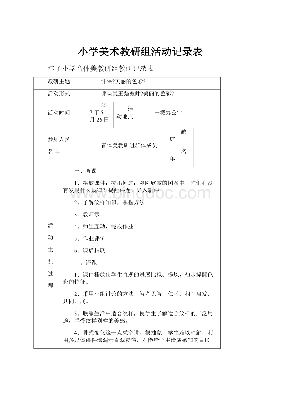 小学美术教研组活动记录表.docx_第1页
