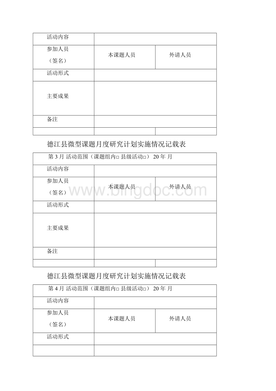 德江县微型课题月度研究计划实施情况记载表.docx_第2页