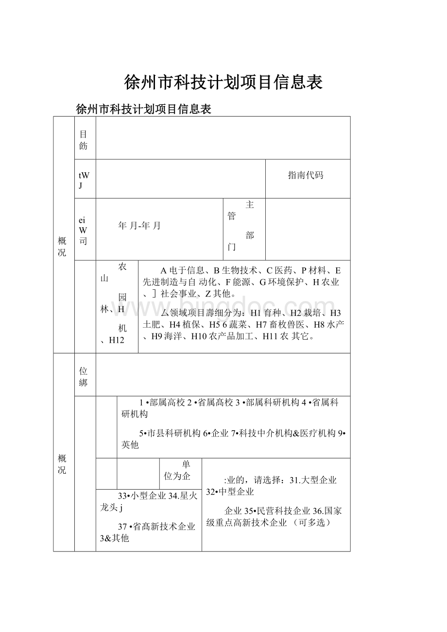 徐州市科技计划项目信息表.docx