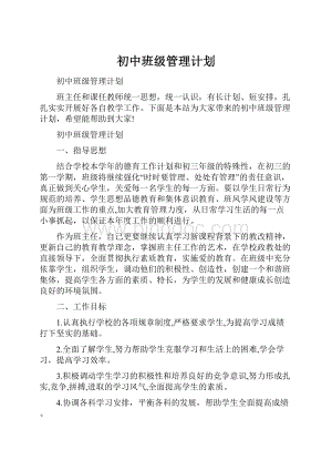 初中班级管理计划.docx