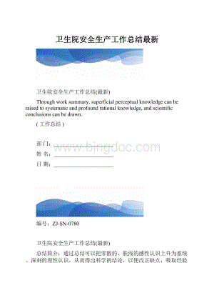 卫生院安全生产工作总结最新.docx