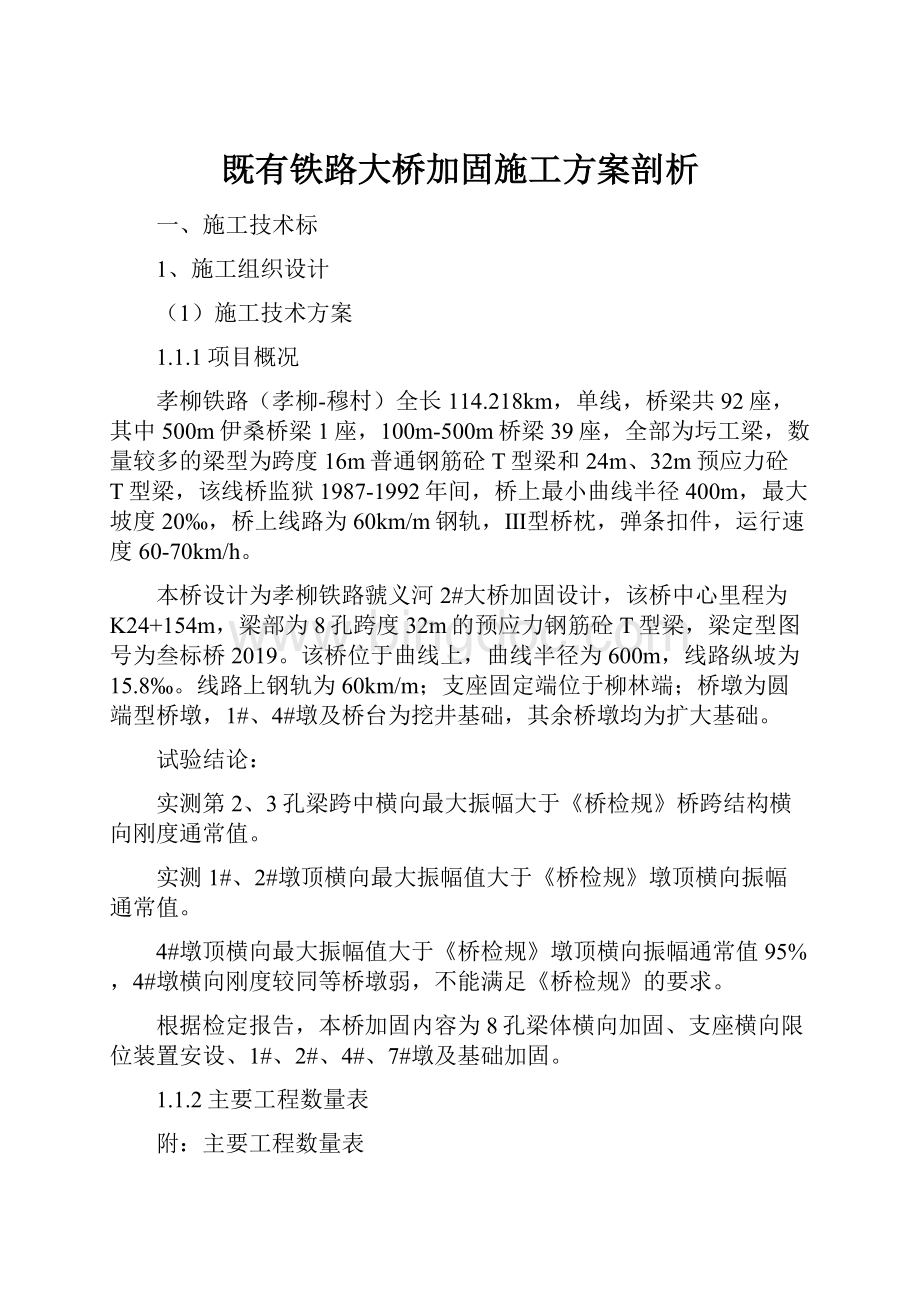 既有铁路大桥加固施工方案剖析.docx_第1页