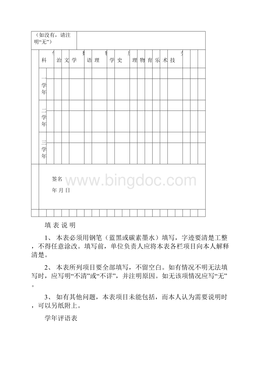 重点高中毕业档案模版.docx_第3页