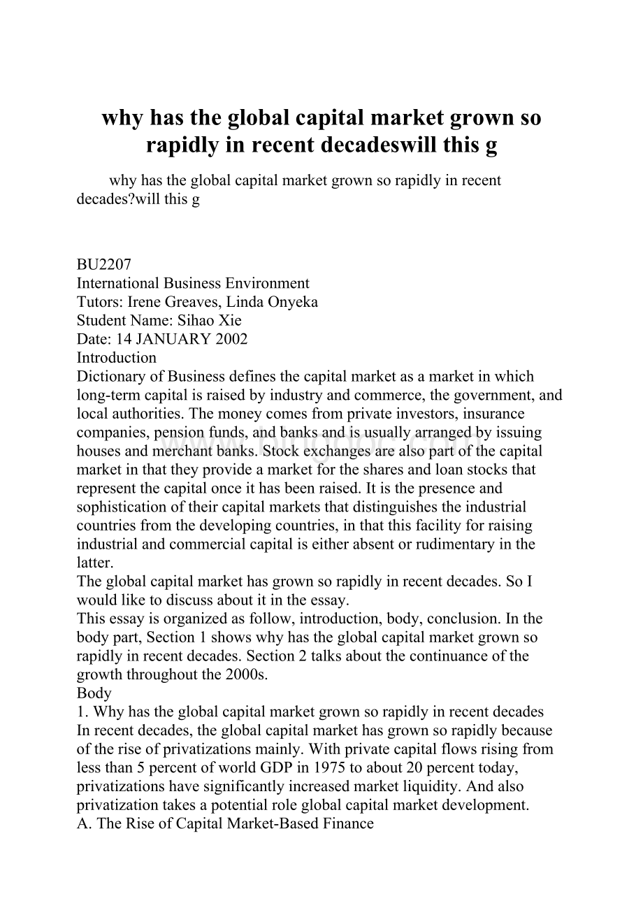 why has the global capital market grown so rapidly in recent decadeswill this g.docx