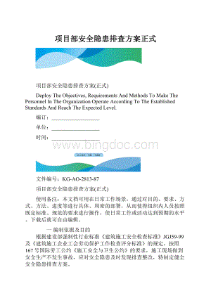 项目部安全隐患排查方案正式.docx