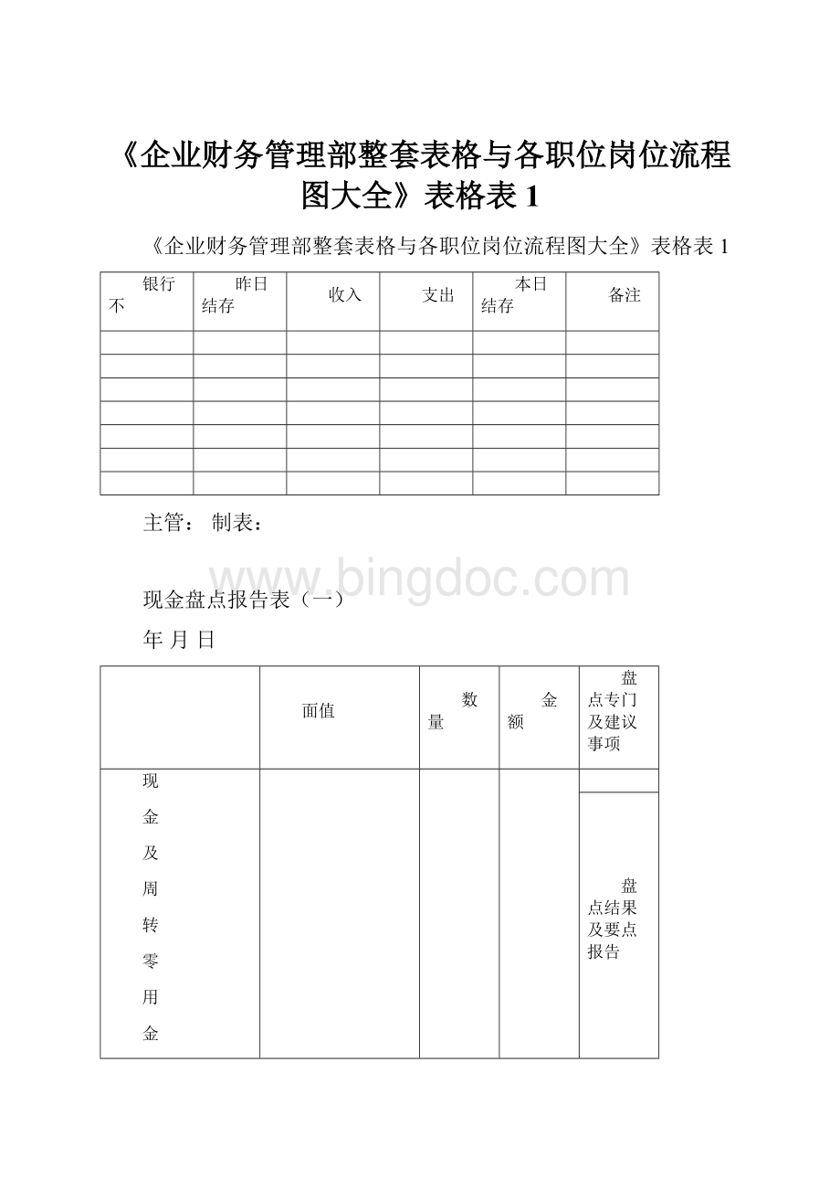 《企业财务管理部整套表格与各职位岗位流程图大全》表格表1.docx