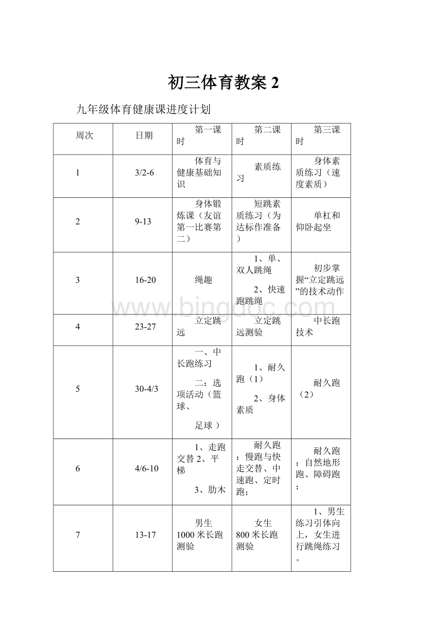 初三体育教案2.docx_第1页